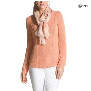 Chico's Sequin Shine Pullover Sweater MSRP $99 Peach 2 (12 14) Large L